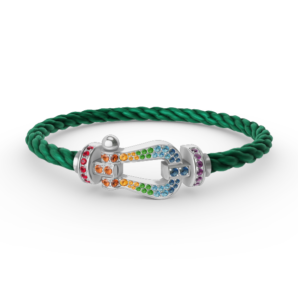 [Lucky Star]FORC LARGE HORSESHOE  COLORED DIAMOND BRACELET SILVER