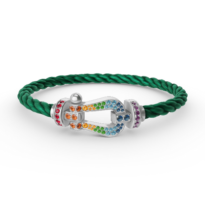 [Lucky Star]FORC LARGE HORSESHOE  COLORED DIAMOND BRACELET SILVER