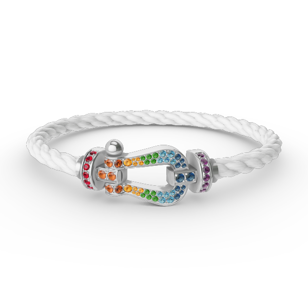 [Lucky Star]FORC LARGE HORSESHOE  COLORED DIAMOND BRACELET SILVER