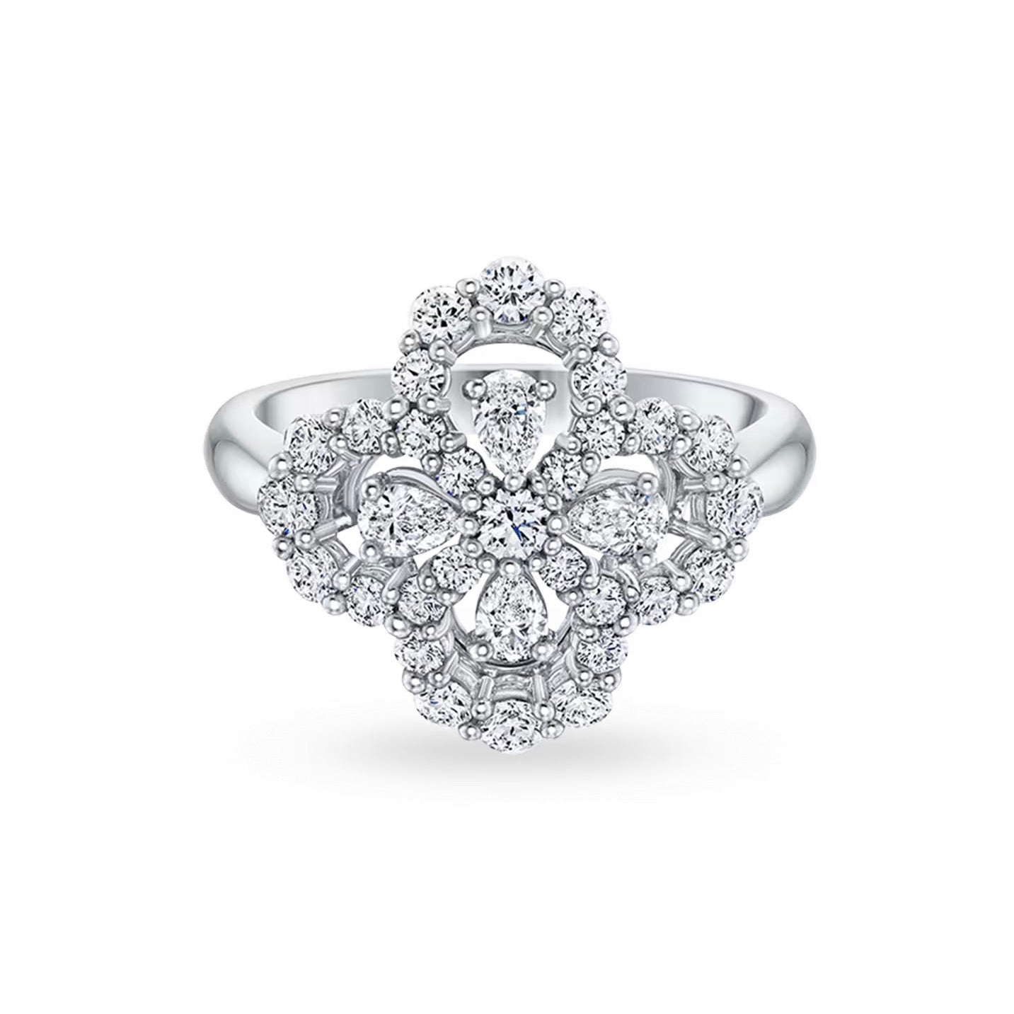 [Lucky Star]LOOP RING FULL MOTIF DIAMOND 16MM SILVE