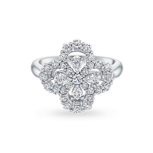 [Lucky Star]LOOP RING FULL MOTIF DIAMOND 16MM SILVE