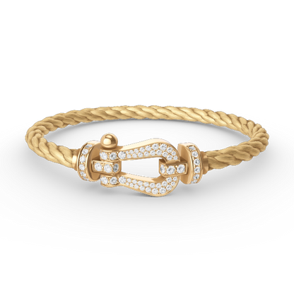 [Lucky Star]FORCE LARGE HORSESHOE FULL DIAMOND BRACELET GOLD