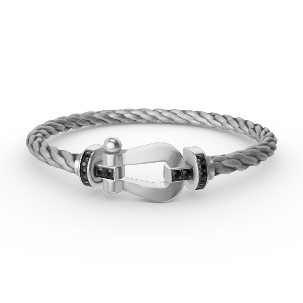 [Lucky Star]FORCE LARGE HORSESHOE BLACK DIAMOND BRACELET SILVER
