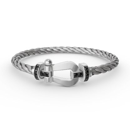 [Lucky Star]FORCE LARGE HORSESHOE BLACK DIAMOND BRACELET SILVER