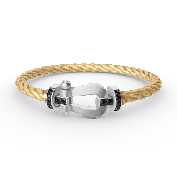 [Lucky Star]FORCE LARGE HORSESHOE BLACK DIAMOND BRACELET SILVER
