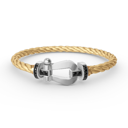 [Lucky Star]FORCE LARGE HORSESHOE BLACK DIAMOND BRACELET SILVER