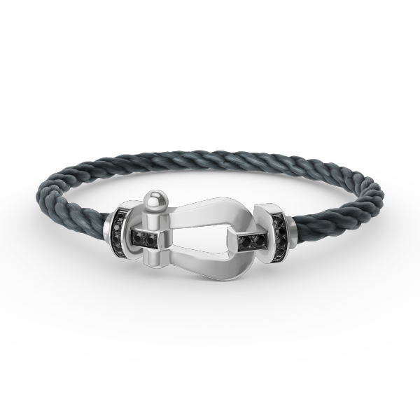 [Lucky Star]FORCE LARGE HORSESHOE BLACK DIAMOND BRACELET SILVER