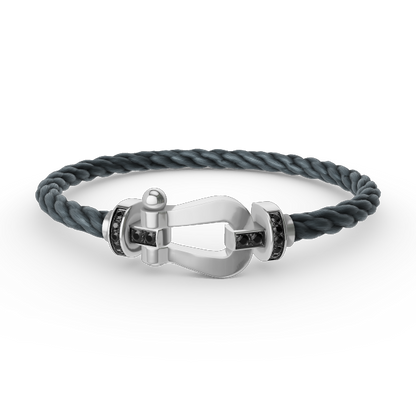 [Lucky Star]FORCE LARGE HORSESHOE BLACK DIAMOND BRACELET SILVER