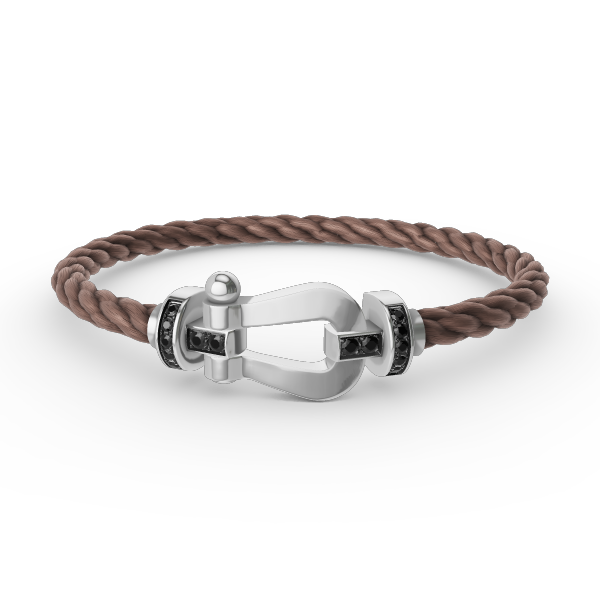 [Lucky Star]FORCE LARGE HORSESHOE BLACK DIAMOND BRACELET SILVER