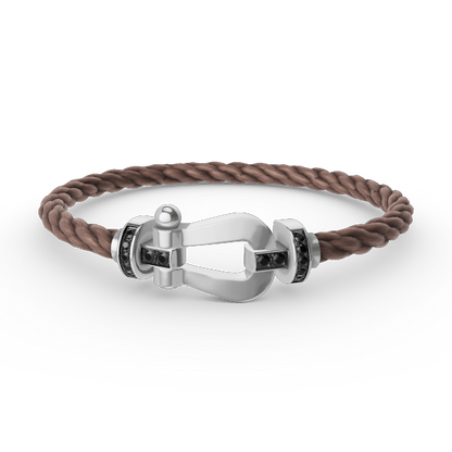 [Lucky Star]FORCE LARGE HORSESHOE BLACK DIAMOND BRACELET SILVER