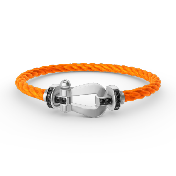 [Lucky Star]FORCE LARGE HORSESHOE BLACK DIAMOND BRACELET SILVER
