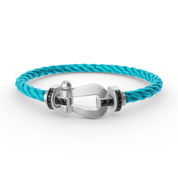 [Lucky Star]FORCE LARGE HORSESHOE BLACK DIAMOND BRACELET SILVER