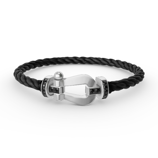 [Lucky Star]FORCE LARGE HORSESHOE BLACK DIAMOND BRACELET SILVER