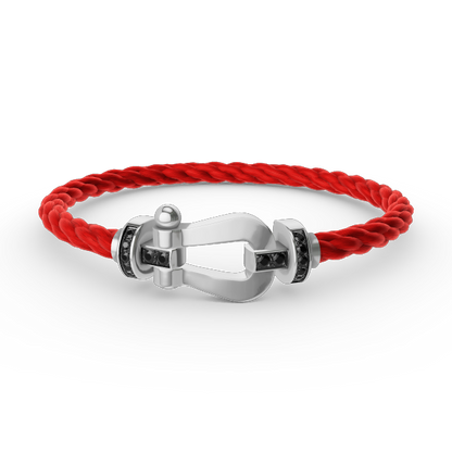 [Lucky Star]FORCE LARGE HORSESHOE BLACK DIAMOND BRACELET SILVER