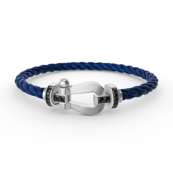 [Lucky Star]FORCE LARGE HORSESHOE BLACK DIAMOND BRACELET SILVER