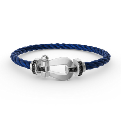 [Lucky Star]FORCE LARGE HORSESHOE BLACK DIAMOND BRACELET SILVER