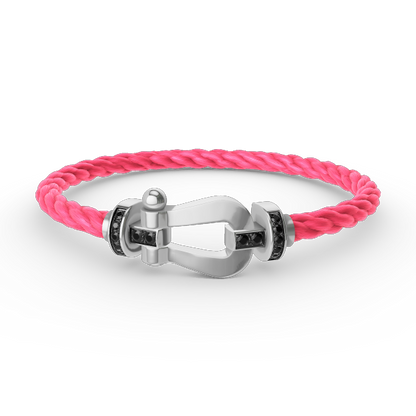[Lucky Star]FORCE LARGE HORSESHOE BLACK DIAMOND BRACELET SILVER
