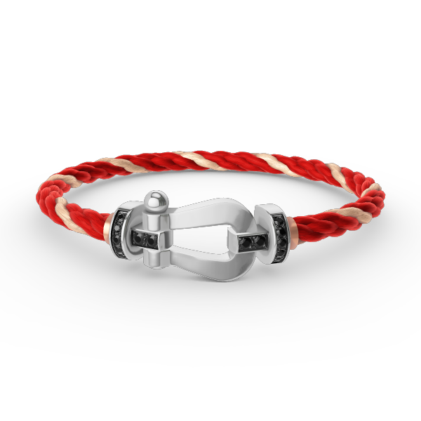 [Lucky Star]FORCE LARGE HORSESHOE BLACK DIAMOND BRACELET SILVER