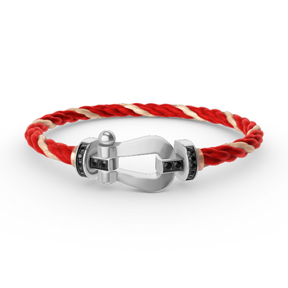 [Lucky Star]FORCE LARGE HORSESHOE BLACK DIAMOND BRACELET SILVER