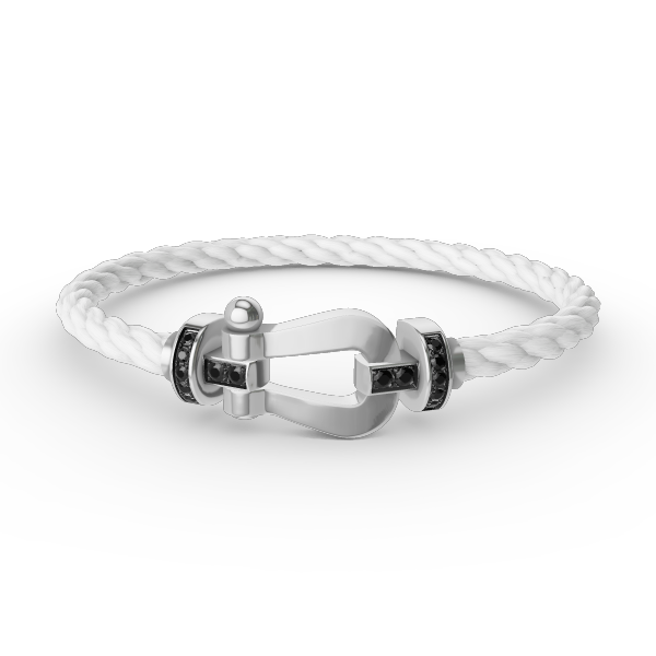 [Lucky Star]FORCE LARGE HORSESHOE BLACK DIAMOND BRACELET SILVER