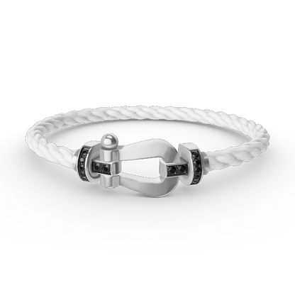 [Lucky Star]FORCE LARGE HORSESHOE BLACK DIAMOND BRACELET SILVER