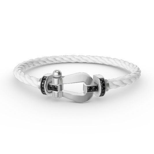 [Lucky Star]FORCE LARGE HORSESHOE BLACK DIAMOND BRACELET SILVER