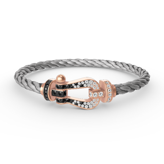 [Lucky Star]FORCE LARGE HORSESHOE BLACK WHITE DIAMOND BRACELET ROSE GOLD