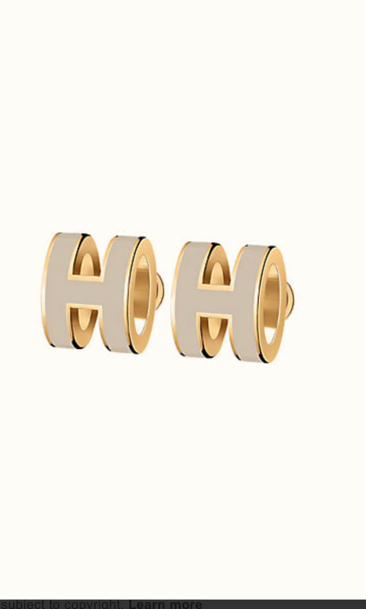[Lucky Star]MINI POP H GOLD EARRINGS GREY