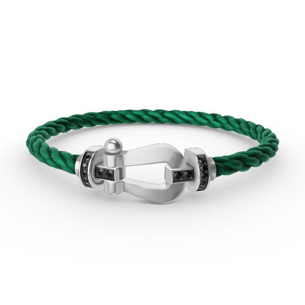 [Lucky Star]FORCE LARGE HORSESHOE BLACK DIAMOND BRACELET SILVER