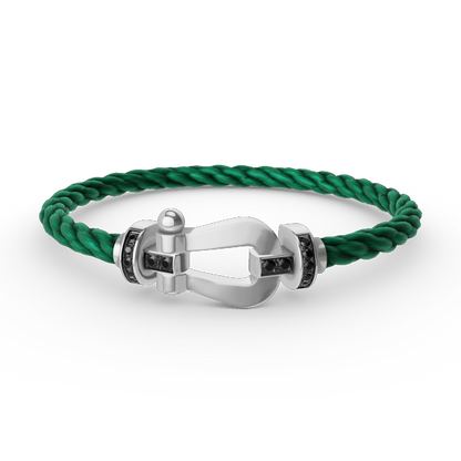 [Lucky Star]FORCE LARGE HORSESHOE BLACK DIAMOND BRACELET SILVER