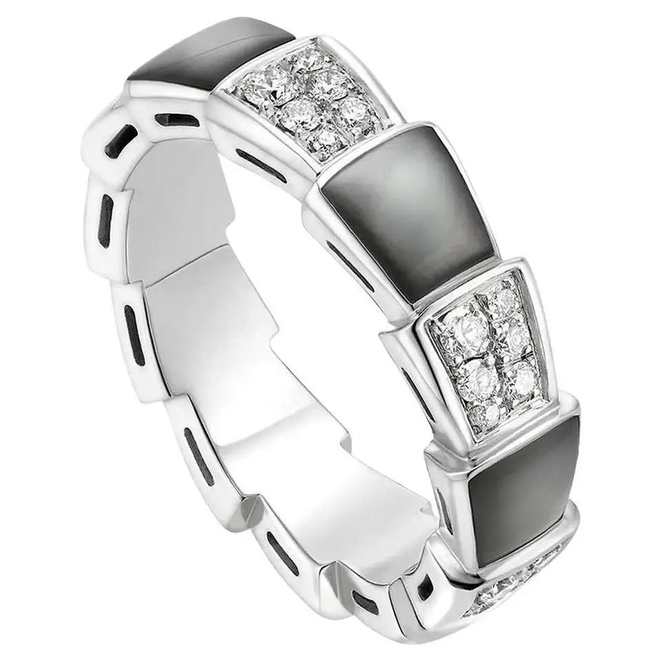 [Lucky Star]SERPENTI RING SILVER DIAMOND BLACK MOP 4MM