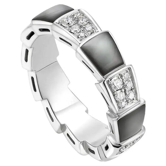 [Lucky Star]SERPENTI RING SILVER DIAMOND BLACK MOP 4MM