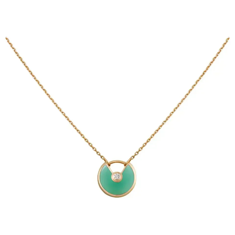[Lucky Star]AMULETTE GOLD MALACHITE NECKLACE
