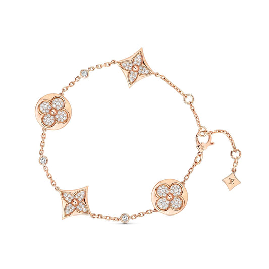[Lucky Star]STAR AND SUN 4 MOTIFS GOLD DIAMONDS BRACELET