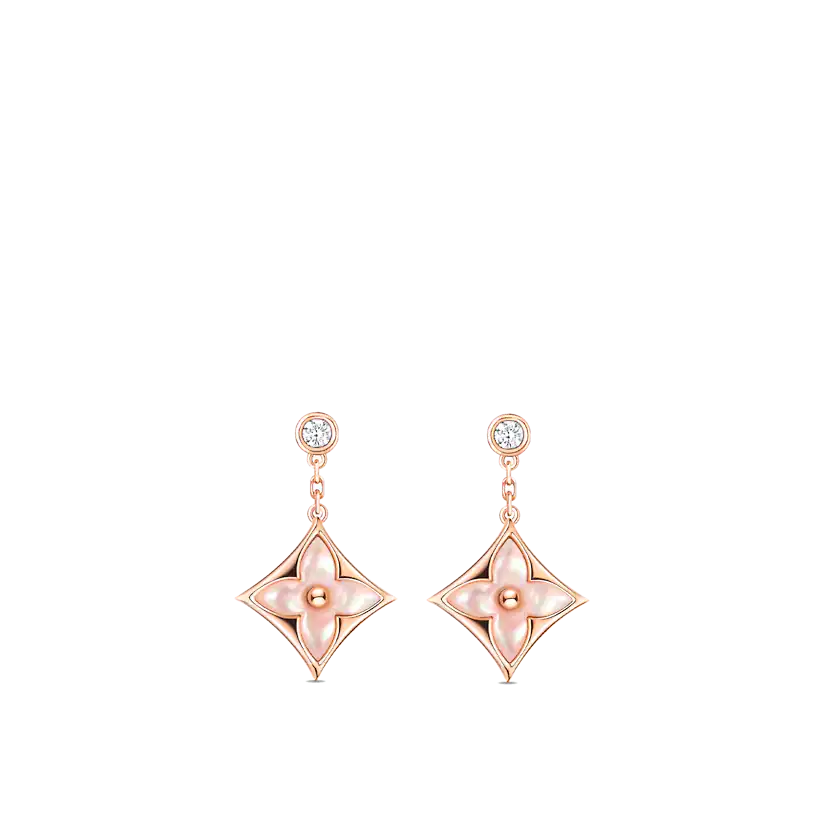 [Lucky Star]DOUBLE STAR PINK GOLD MOP DROP EARRINGS