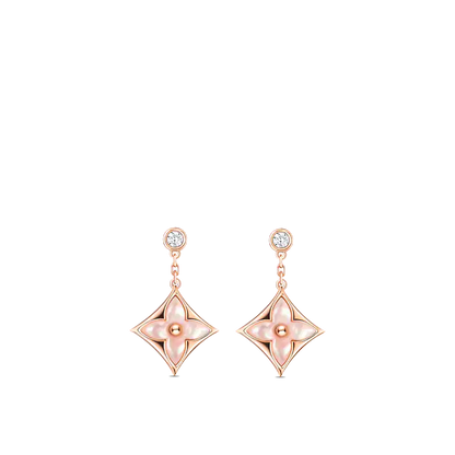 [Lucky Star]DOUBLE STAR PINK GOLD MOP DROP EARRINGS
