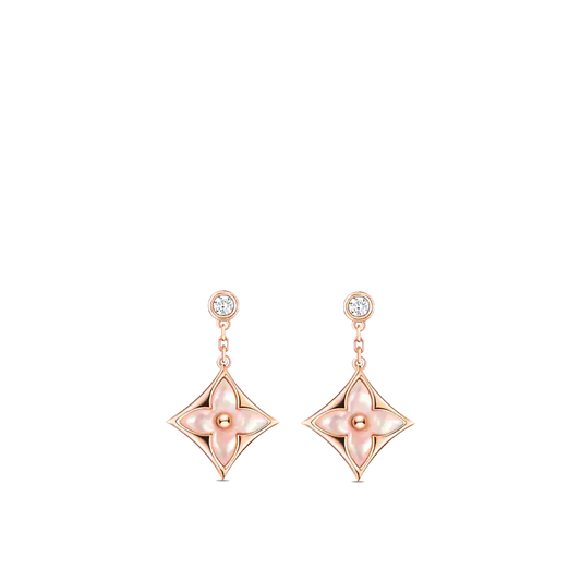 [Lucky Star]DOUBLE STAR PINK GOLD MOP DROP EARRINGS