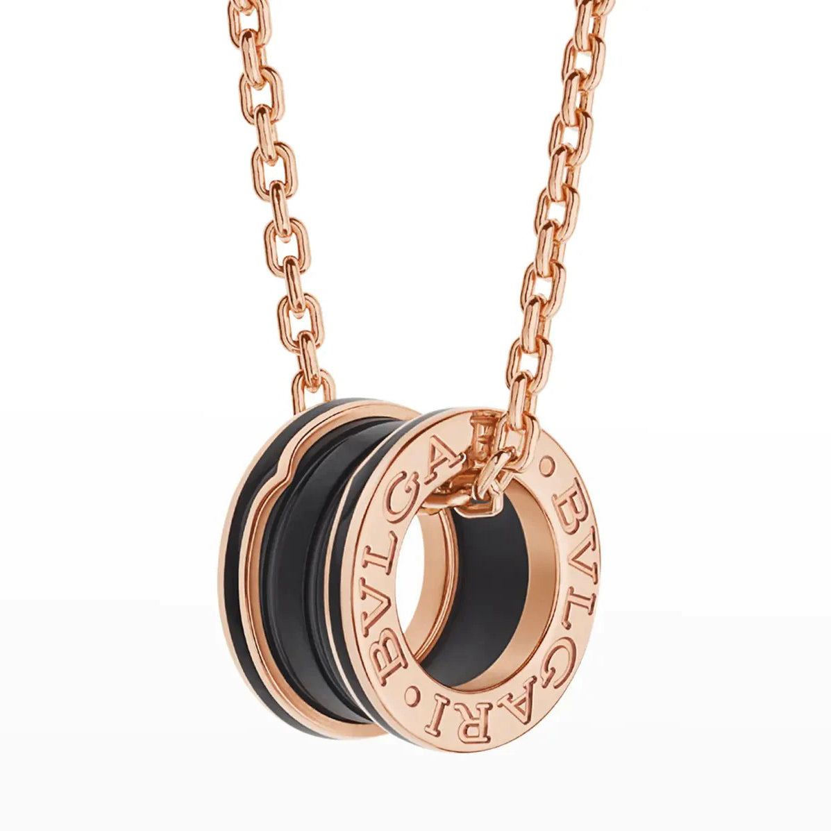[Lucky Star]ZERO 1 BLACK CERAMIC PINK GOLD NECKLACE