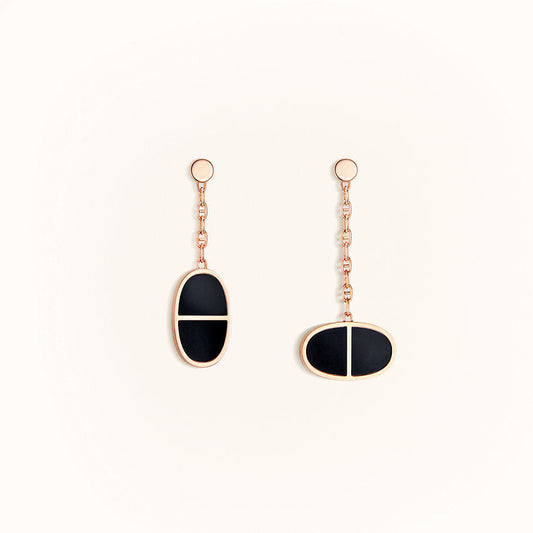 [Lucky Star]CHAINE VERSO BLACK CERAMIC EARRINGS