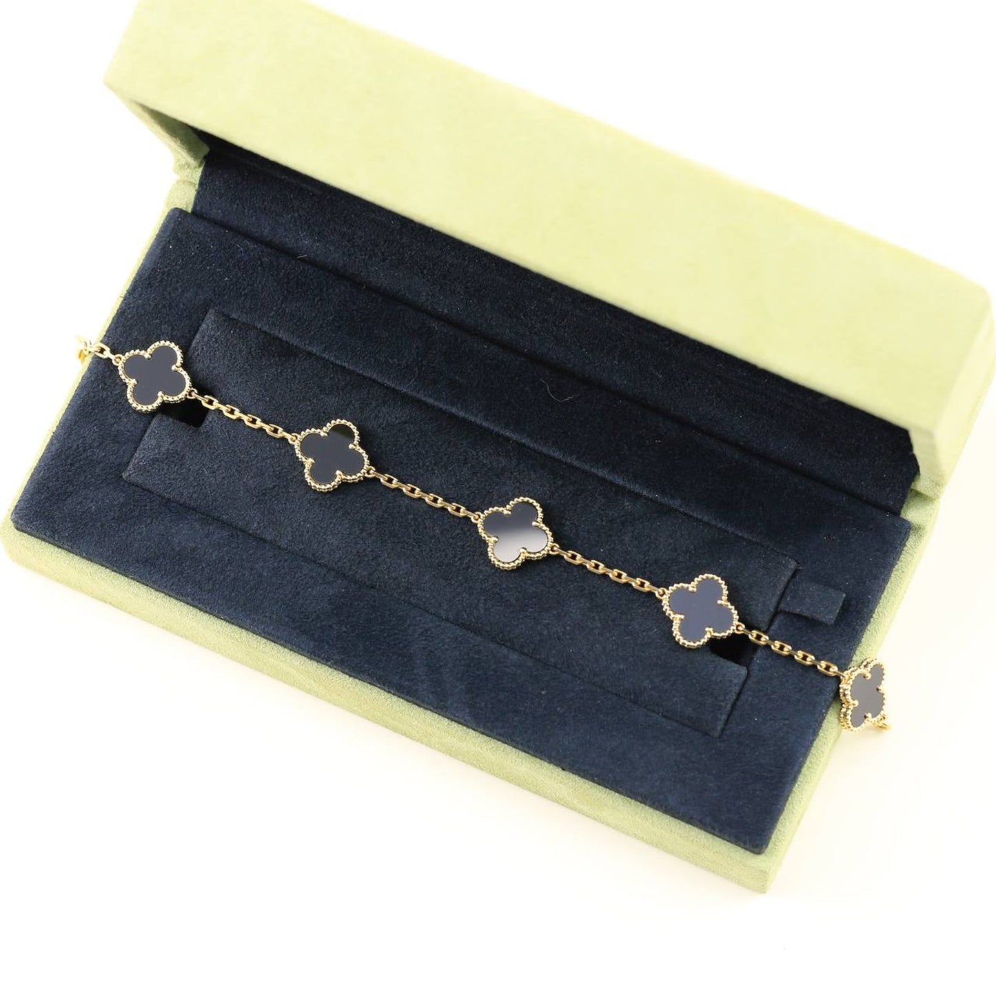 [Lucky Star]CLOVER  5 MOTIFS BLACK ONYX BRACELET