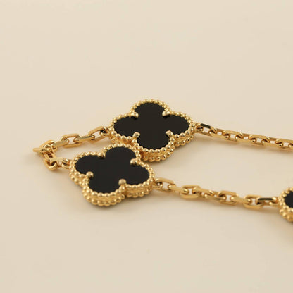 [Lucky Star]CLOVER  5 MOTIFS BLACK ONYX BRACELET