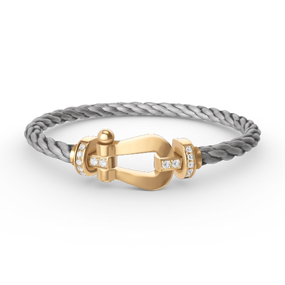 [Lucky Star]FORCE LARGE HORSESHOE HALF DIAMOND BRACELET GOLD