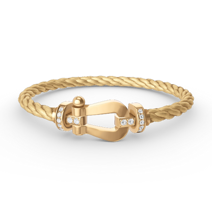 [Lucky Star]FORCE LARGE HORSESHOE HALF DIAMOND BRACELET GOLD