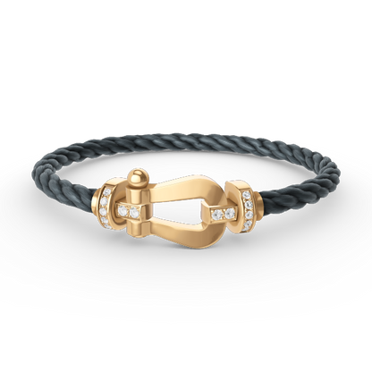 [Lucky Star]FORCE LARGE HORSESHOE HALF DIAMOND BRACELET GOLD