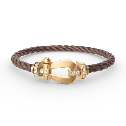 [Lucky Star]FORCE LARGE HORSESHOE HALF DIAMOND BRACELET GOLD