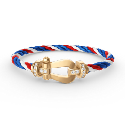 [Lucky Star]FORCE LARGE HORSESHOE HALF DIAMOND BRACELET GOLD
