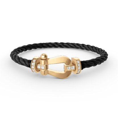 [Lucky Star]FORCE LARGE HORSESHOE HALF DIAMOND BRACELET GOLD