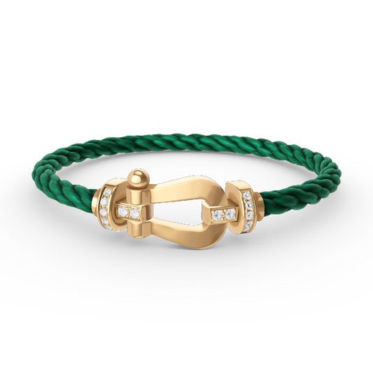 [Lucky Star]FORCE LARGE HORSESHOE HALF DIAMOND BRACELET GOLD