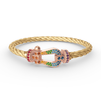 [Lucky Star]FORCE LARGE HORSESHOE  COLORED DIAMOND BRACELET ROSE GOLD