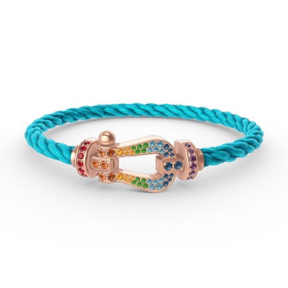 [Lucky Star]FORCE LARGE HORSESHOE  COLORED DIAMOND BRACELET ROSE GOLD